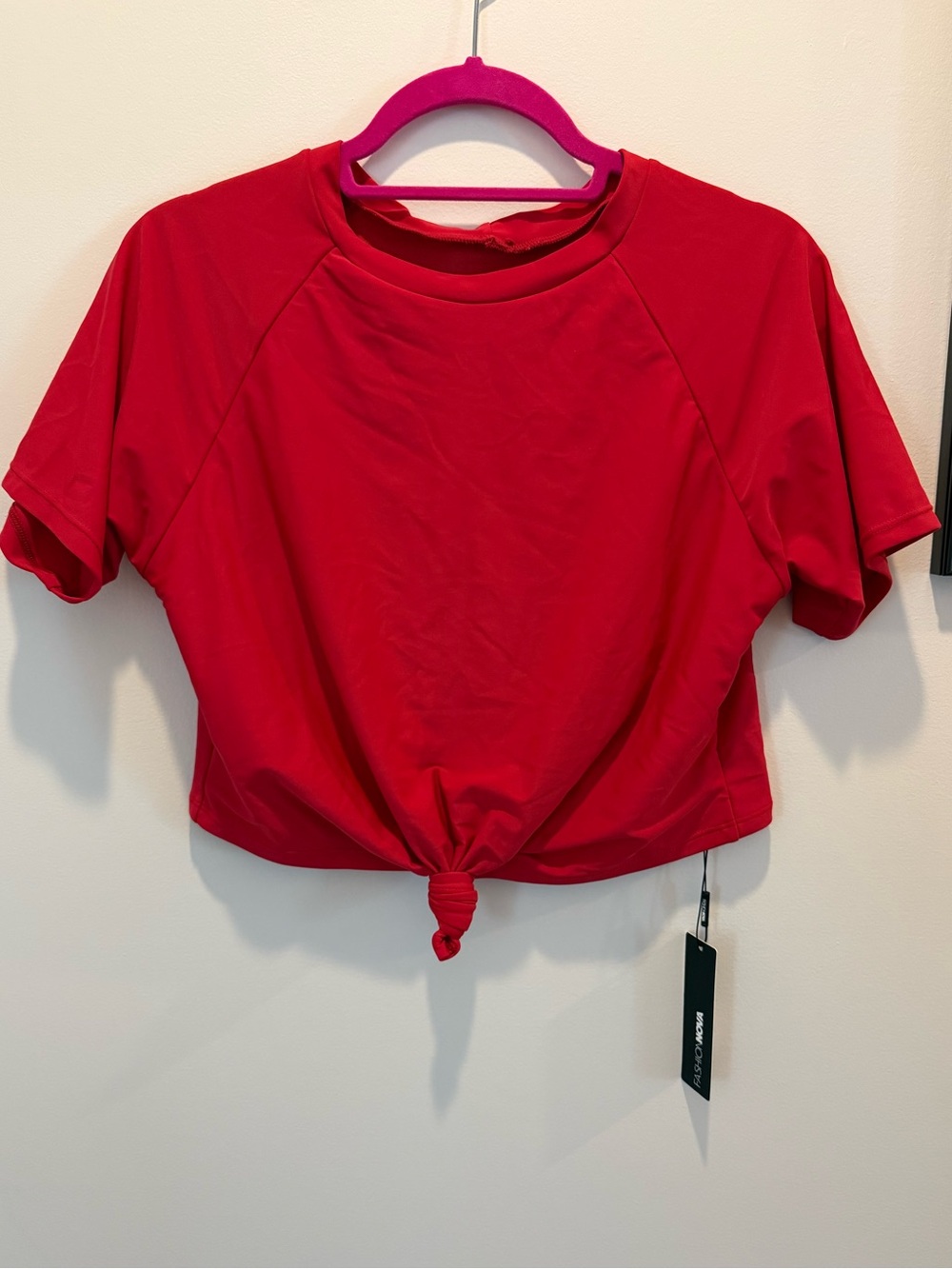 Red Knot-Front Women's Crop Top Swimsuit